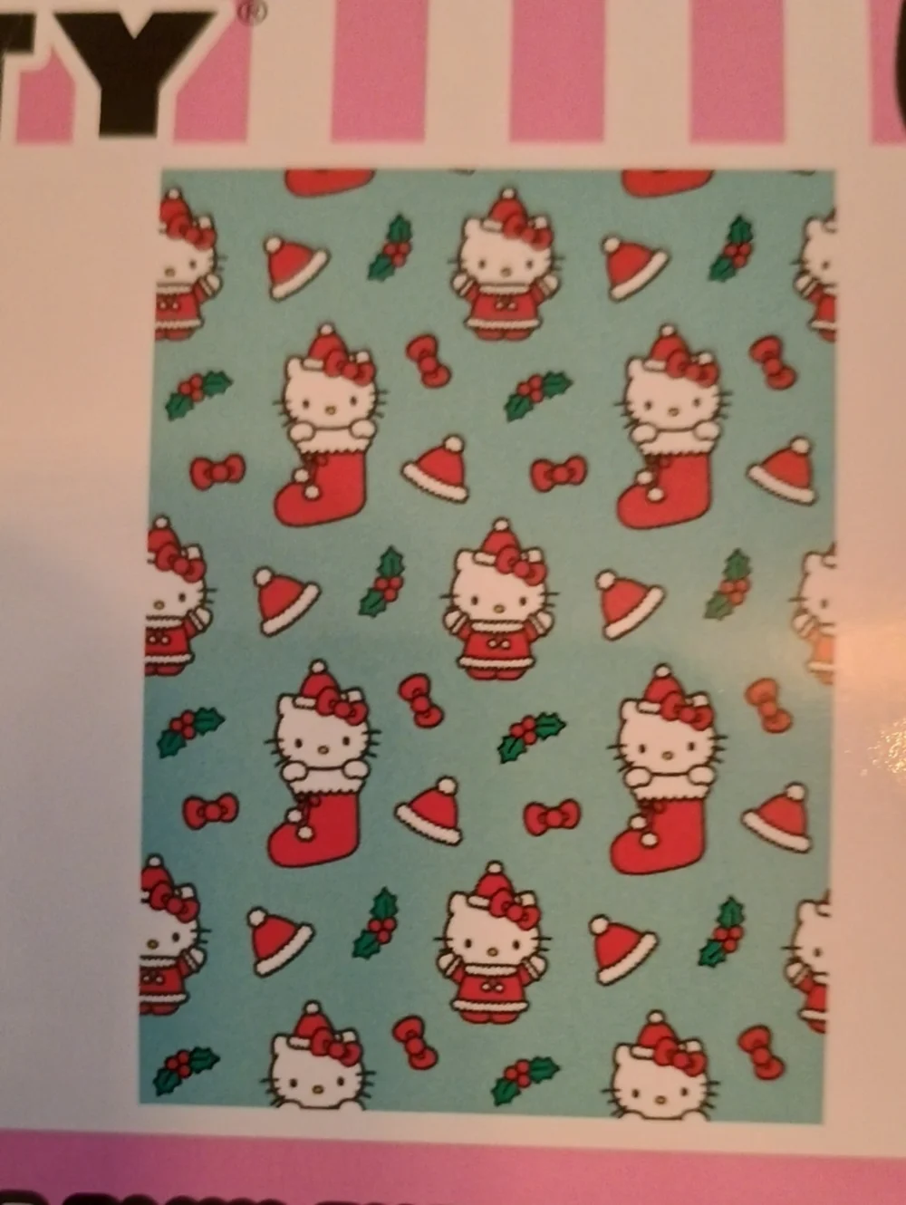 NWT Ultra Fine Faux Hello Kitty Throw - Mint Green with Red Holiday Print